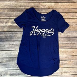 Harry Potter Hogwarts Blue Tee Shirt, Glitter Puff, Size Large